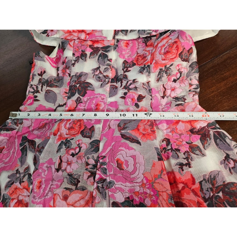 Adrianna Papell Dress Size 6 Floral Sheer Jacquard Off Shoulder Pink Multi - Picture 13 of 15